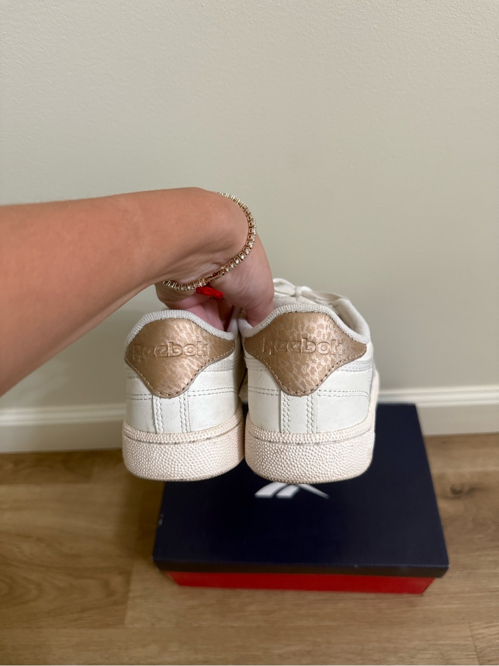 Reebok Leather Sneakers in Off-White and Tan Accents - Picture 3 of 5